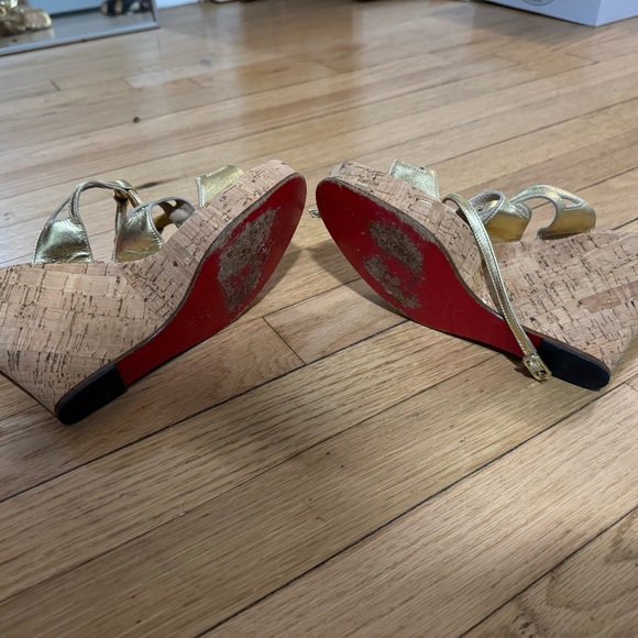 Christian Louboutin Gold Strappy Heels - Picture 5 of 5